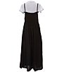 Color:Black/White - Image 2 - Big Girls 7-16 Sleeveless Lasercut Jumpsuit & Short-Sleeve Flower-Motif Tee Set