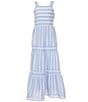 Xtraordinary Big Girls 7-16 Sleeveless Mixed-Striped Long Dress, Color:Blue/White - Image 1