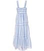Xtraordinary Big Girls 7-16 Sleeveless Mixed-Striped Long Dress, Color:Blue/White - Image 2