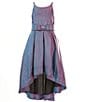 Color:Purple/Blue - Image 1 - Big Girls 7-16 Sleeveless Ombre Shimmer High-Low-Hem Ballgown