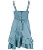 Color:Sage Green - Image 2 - Big Girls 7-16 Sleeveless Rhinestone-Embellished-Strap/Ruffled-Hem Fit-And-Flare Dress
