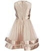 Color:Champagne - Image 2 - Big Girls 7-16 Sleeveless Satin Bow-Accented Double Mesh Skirt Party Dress