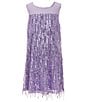 Color:Lilac - Image 1 - Big Girls 7-16 Sleeveless Sequin-Embellished Fringed-Trimmed Dress