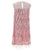 Color:Light Pink - Image 2 - Big Girls 7-16 Sleeveless Sequin-Embellished Fringed-Trimmed Dress