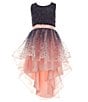 Color:Navy/Blush - Image 1 - Big Girls 7-16 Sleeveless Solid/Ombre-Printed Fit-And-Flare Dress