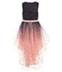 Color:Navy/Blush - Image 2 - Big Girls 7-16 Sleeveless Solid/Ombre-Printed Fit-And-Flare Dress