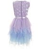 Color:Lilac/Blue - Image 2 - Big Girls 7-16 Sleeveless Three-Dimensional Mesh Bodice/Ombre Skirted Fit & Flare Dress