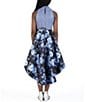 Color:Black/Blue - Image 4 - Big Girls 7-16 Solid/Floral Hight-Low Hem Dress