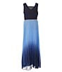 Color:Navy/Light Blue - Image 1 - Big Girls 7-16 Solid/Ombre Pleated-Skirt Ballgown