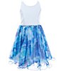 Color:White/Blue - Image 1 - Big Girls 7-16 Solid/Watercolor Fit-And-Flare Dress