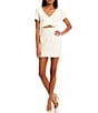 Color:Ivory - Image 1 - Cap Sleeve Surplice V-Neck Cutout Fitted Dress