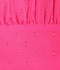 Color:Hot Pink - Image 4 - Clip Dot Long Sleeve Tie Back Tiered Fit & Flare Dress