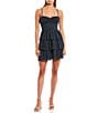 Color:Navy - Image 1 - Clip Dot Tiered Fit-And-Flare Dress