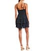 Color:Navy - Image 2 - Clip Dot Tiered Fit-And-Flare Dress