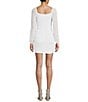 Color:White/Silver - Image 2 - Glitter Long Sleeve Split V-Neck Bodycon Dress