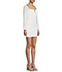 Color:White/Silver - Image 3 - Glitter Long Sleeve Split V-Neck Bodycon Dress