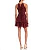 Color:Berry - Image 2 - Lace up Back Halter Neck Sleeveless Dress