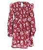 Color:Wine/Fuchsia - Image 2 - Little Girls 4-6X Long Sleeve Smocked Floral Dress