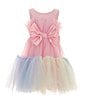 Color:Multi - Image 1 - Little Girls 4-6X Rainbow Tulle Bow Front Cupcake Dress