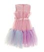 Color:Multi - Image 2 - Little Girls 4-6X Rainbow Tulle Bow Front Cupcake Dress