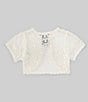 Color:Ivory - Image 2 - Little Girls 4-6X Short Sleeve Crocheted Cardigan