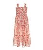 Color:Blush/Coral - Image 1 - Little Girls 4-6X Sleeveless Floral Print Long Dress