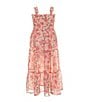 Color:Blush/Coral - Image 2 - Little Girls 4-6X Sleeveless Floral Print Long Dress