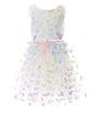 Color:White/Pink - Image 1 - Little Girls 4-6X Sleeveless Three-Dimensional-Butterfly-Design Fit-And-Flare Dress