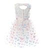 Color:White/Pink - Image 2 - Little Girls 4-6X Sleeveless Three-Dimensional-Butterfly-Design Fit-And-Flare Dress