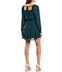 Color:Peacock - Image 2 - Long Mesh Sleeve Tiered Fit-And-Flare Dress