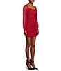 Color:Red - Image 3 - Long Sleeve Ruched Bodycon Tie Back Dress