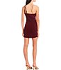 Color:New Burgundy - Image 2 - One-Shoulder-Double-Strap Princess Seam Notch Hem Satin/Crepe Dress
