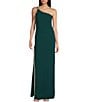 Color:Evergreen - Image 1 - One Shoulder Fringe Side Slit Long Dress