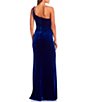 Color:Royal Blue - Image 2 - One Shoulder Rhinestone Chain Trim Front Slit Dress