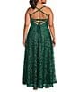 Color:Hunter - Image 2 - Plus Scoop Neck Lace Up Back Ball Gown
