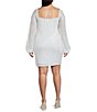 Color:White/Iridescent - Image 2 - Plus Sequin Fringe Long Sleeve Bodycon Dress