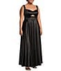 Color:Black - Image 3 - Plus Sweetheart Neck Front Cut-Out Lace-Up Back Long Dress