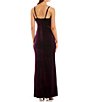 Color:Plum - Image 2 - Sleeveless Scalloped V-Neck Velvet Slit Hem Long Dress