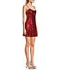 Color:Red - Image 3 - Sequin Rose Chest A-Line Mini Dress