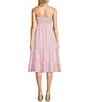 Color:White/Pink - Image 2 - Sleeveless Checkered Tiered Midi Dress