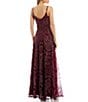 Color:Wine - Image 2 - Sleeveless V-Neck Embroidered Mesh Overlay A-Line Long Dress