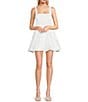 Color:White - Image 1 - Sleeveless Fit and Flare Bubble Hemline Taffeta Dress