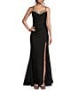 Color:Black - Image 1 - Sleeveless Sateen Maxi Slip Dress
