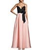 Color:Black/Pink - Image 1 - Sleeveless Satin Fit And Flare With Pockets Dress