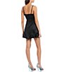 Color:Black - Image 2 - Sleeveless Square Neck Double-Ruffle-Hem Satin Fit-And-Flare Dress