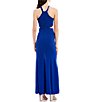 Color:Cobalt - Image 2 - Sleeveless Y-Neck Embellished Infinity Cutout ITY Long Slit Hem Dress