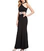 Color:Black - Image 3 - Sleeveless Y-Neck Embellished Infinity Cutout ITY Long Slit Hem Dress
