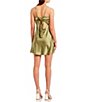 Color:Sage Green - Image 2 - Spaghetti Strap Cowl Neck Tie-Back Satin Slip Dress