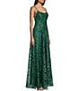 Color:Hunter - Image 3 - Spaghetti Strap Lace-Up Back Square-Neck Embroidered Mesh Long Dress