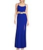 Color:New Cobalt - Image 1 - Spaghetti Strap Scoop Neck Beaded Cut-Out Waist Side Slit Long Dress